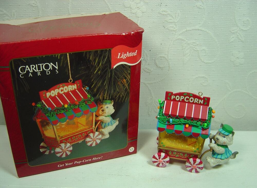 CARLTON CARDS ORNAMENT-GET YOUR POPCORN HERE-LIGHTED-WITH BOX